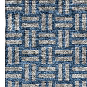 HomeRoots 5' X 8' Blue And Gray Abstract Geometric Area Rug - Stylish, Washable, UV-Protected & Durable Design 673509