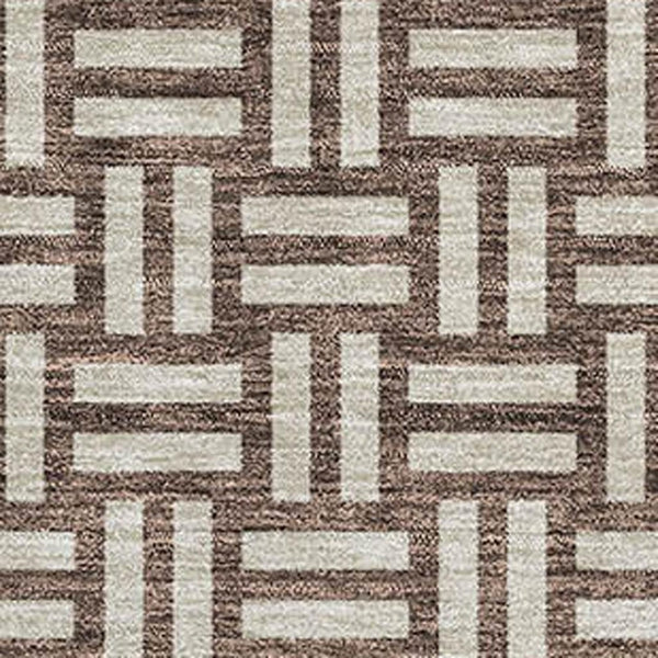 HomeRoots 5' X 8' Stylish Brown & Beige Abstract Geometric Area Rug – Washable, UV-Protected, Pet-Friendly Design! 673515