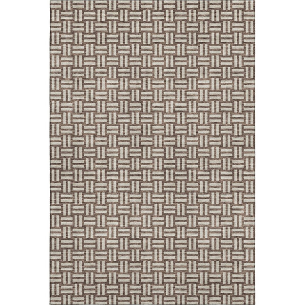 HomeRoots 8' X 10' Washable Brown & Beige Abstract Geometric Area Rug with UV Protection for Busy Homes 673517