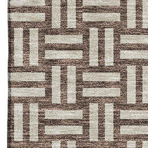 HomeRoots 8' X 10' Washable Brown & Beige Abstract Geometric Area Rug with UV Protection for Busy Homes 673517