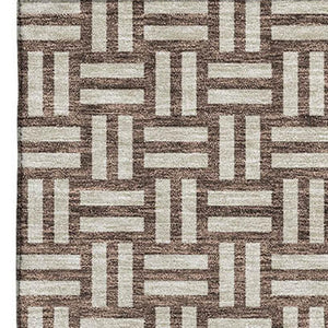 HomeRoots 8' X 10' Washable Brown & Beige Abstract Geometric Area Rug with UV Protection for Busy Homes 673517