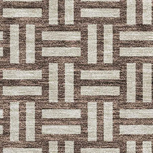 HomeRoots 9' X 12' Abstract Brown and Beige Geometric Washable Area Rug with UV Protection for Easy Care 673518