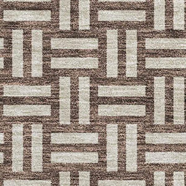 HomeRoots 9' X 12' Abstract Brown and Beige Geometric Washable Area Rug with UV Protection for Easy Care 673518