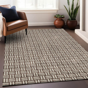 HomeRoots 10' Modern Brown & Beige Abstract Geometric Area Rug - Washable, UV Protected & Stain Resistant! 673519