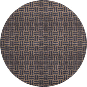 HomeRoots 8' Chocolate and Gray Abstract Geometric Washable Round Rug – Durable, Stylish, UV Protected & Easy Care! 673522