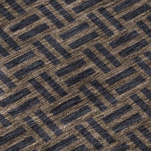 HomeRoots 8' Chocolate and Gray Abstract Geometric Washable Round Rug – Durable, Stylish, UV Protected & Easy Care! 673522