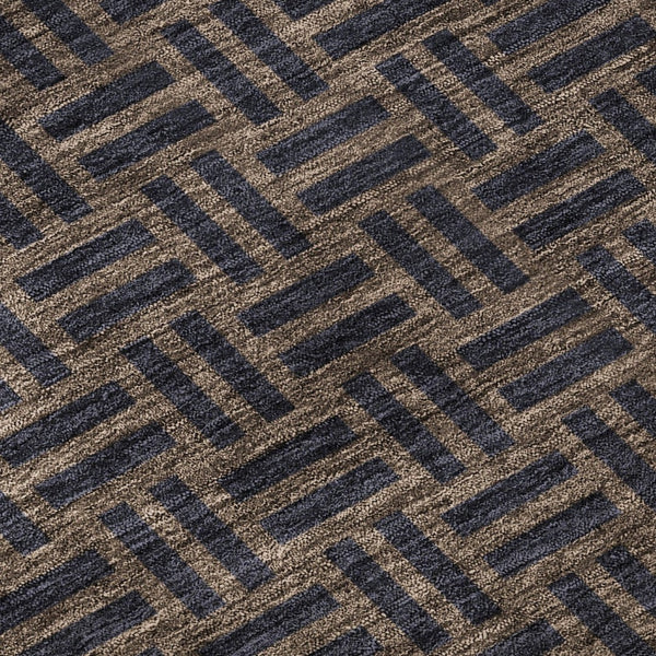 HomeRoots 8' Chocolate and Gray Abstract Geometric Washable Round Rug – Durable, Stylish, UV Protected & Easy Care! 673522