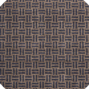 HomeRoots 8' Chocolate and Gray Abstract Geometric Washable Round Rug – Durable, Stylish, UV Protected & Easy Care! 673522