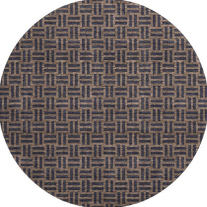 HomeRoots 8' Chocolate and Gray Abstract Geometric Washable Round Rug – Durable, Stylish, UV Protected & Easy Care! 673522