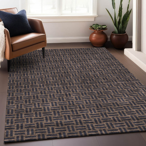 HomeRoots 9' X 12' Chocolate Gray Abstract Geometric Area Rug - Washable, UV Protected, Stylish & Durable Decor 673524