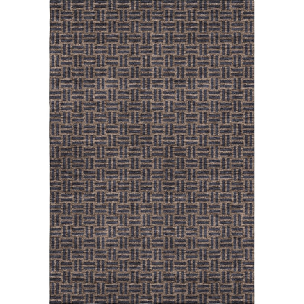 HomeRoots 9' X 12' Chocolate Gray Abstract Geometric Area Rug - Washable, UV Protected, Stylish & Durable Decor 673524