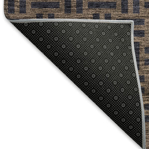 HomeRoots 9' X 12' Chocolate Gray Abstract Geometric Area Rug - Washable, UV Protected, Stylish & Durable Decor 673524