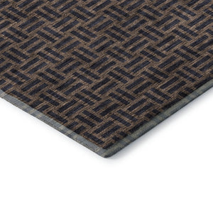 HomeRoots 9' X 12' Chocolate Gray Abstract Geometric Area Rug - Washable, UV Protected, Stylish & Durable Decor 673524