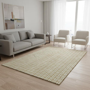HomeRoots 5' X 8' Gold And Ivory Abstract Geometric Area Rug - Stylish, Washable, UV Protected for Busy Homes 673527