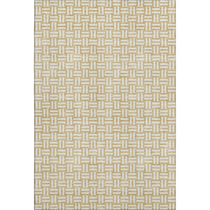 HomeRoots 8' X 10' Gold & Ivory Abstract Geometric Washable Area Rug – Durable, Stain-Resistant, UV Protected! 673529