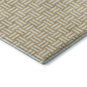 HomeRoots 8' X 10' Gold & Ivory Abstract Geometric Washable Area Rug – Durable, Stain-Resistant, UV Protected! 673529