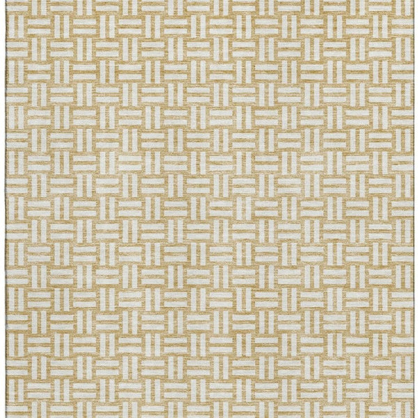 HomeRoots 8' X 10' Gold & Ivory Abstract Geometric Washable Area Rug – Durable, Stain-Resistant, UV Protected! 673529
