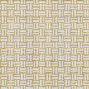HomeRoots 9' X 12' Gold And Ivory Abstract Geometric Washable Area Rug - Stylish, Durable, UV Protected Design 673530