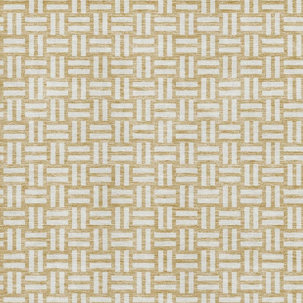 HomeRoots 9' X 12' Gold And Ivory Abstract Geometric Washable Area Rug - Stylish, Durable, UV Protected Design 673530