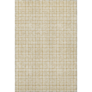 HomeRoots 9' X 12' Gold And Ivory Abstract Geometric Washable Area Rug - Stylish, Durable, UV Protected Design 673530