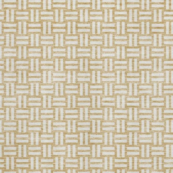 HomeRoots 10' X 14' Gold And Ivory Abstract Geometric Area Rug – Washable, Stain-Resistant, UV Protected! 673531
