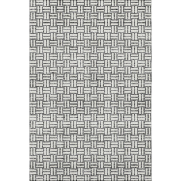 HomeRoots 5' X 8' Gray and Ivory Abstract Geometric Rug – Washable, Stain Resistant, UV Protected for Easy Care 673533