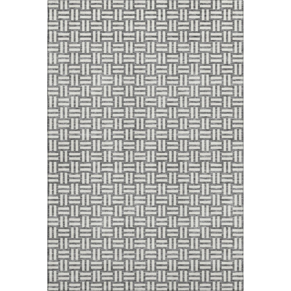 HomeRoots 9' X 12' Gray And Ivory Abstract Geometric Area Rug - Washable, Durable, UV Protected for Homes 673536