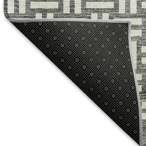 HomeRoots 9' X 12' Gray And Ivory Abstract Geometric Area Rug - Washable, Durable, UV Protected for Homes 673536