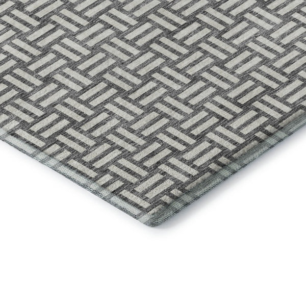 HomeRoots 9' X 12' Gray And Ivory Abstract Geometric Area Rug - Washable, Durable, UV Protected for Homes 673536