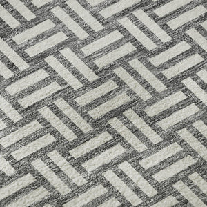 HomeRoots 9' X 12' Gray And Ivory Abstract Geometric Area Rug - Washable, Durable, UV Protected for Homes 673536