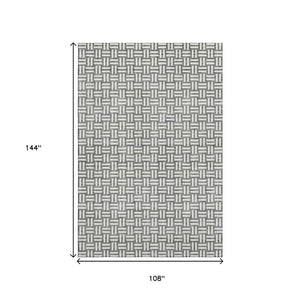 HomeRoots 9' X 12' Gray And Ivory Abstract Geometric Area Rug - Washable, Durable, UV Protected for Homes 673536