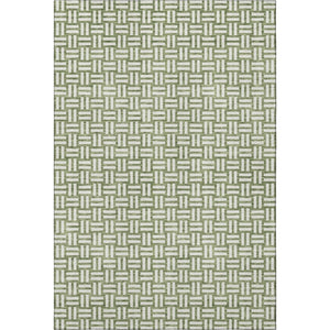 HomeRoots 8' x 10' Stylish Green & Ivory Geometric Area Rug - Washable, UV Protected, Perfect for High-Traffic Areas 673541