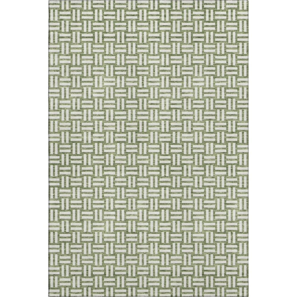 HomeRoots 9' X 12' Elegant Green and Ivory Abstract Geometric Washable Area Rug with Stain Resistance & UV Shield 673542