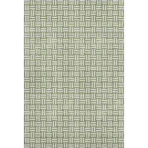 HomeRoots 9' X 12' Elegant Green and Ivory Abstract Geometric Washable Area Rug with Stain Resistance & UV Shield 673542