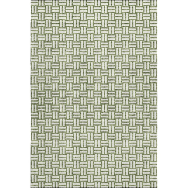 HomeRoots 9' X 12' Elegant Green and Ivory Abstract Geometric Washable Area Rug with Stain Resistance & UV Shield 673542