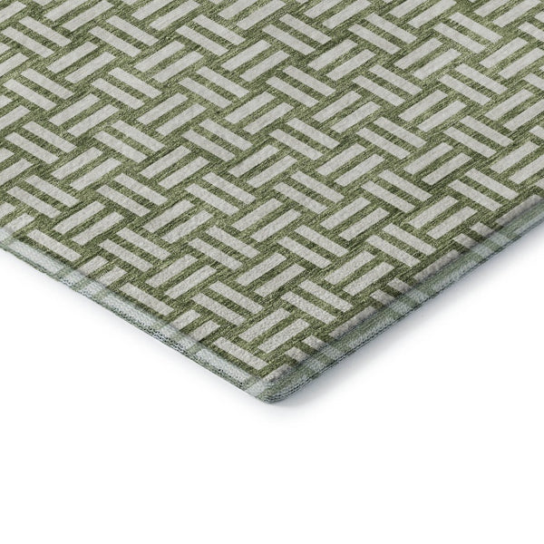 HomeRoots 9' X 12' Elegant Green and Ivory Abstract Geometric Washable Area Rug with Stain Resistance & UV Shield 673542