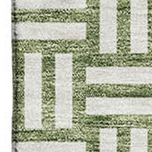 HomeRoots 9' X 12' Elegant Green and Ivory Abstract Geometric Washable Area Rug with Stain Resistance & UV Shield 673542