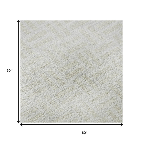 HomeRoots 5' X 8' Stylish Ivory & Beige Abstract Geometric Area Rug – Washable, Stain-Resistant, UV Protected! 673545