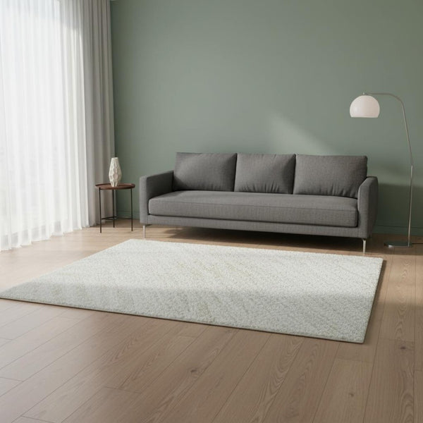 HomeRoots 5' X 8' Stylish Ivory & Beige Abstract Geometric Area Rug – Washable, Stain-Resistant, UV Protected! 673545