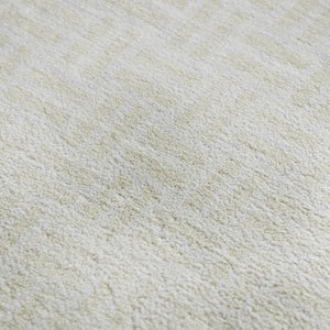 HomeRoots 9' X 12' Washable Ivory & Beige Abstract Geometric Area Rug with UV Protection for Modern Spaces 673548
