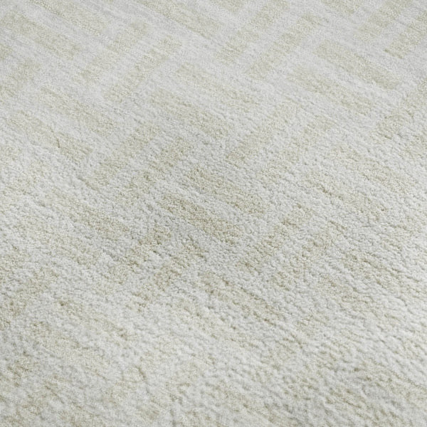HomeRoots 9' X 12' Washable Ivory & Beige Abstract Geometric Area Rug with UV Protection for Modern Spaces 673548