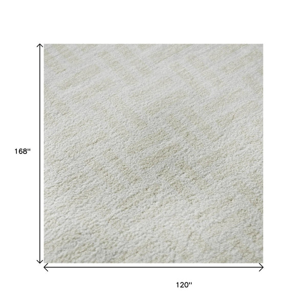 HomeRoots 10' X 14' Ivory & Beige Abstract Geometric Area Rug - Durable, Washable, UV-Protected & Stylish 673549
