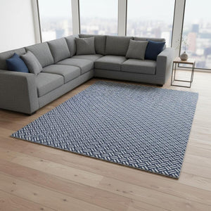 HomeRoots 9' X 12' Navy Blue & Ivory Abstract Area Rug - Durable, Washable, UV Protected for Busy Homes 673554