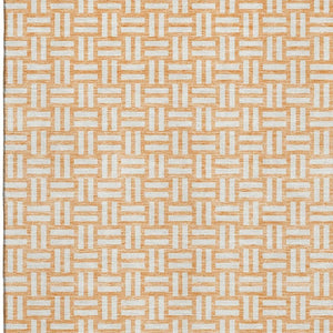 HomeRoots 5' X 8' Peach & Ivory Abstract Geometric Area Rug – Washable, UV-Protected, Kid & Pet Friendly! 673557