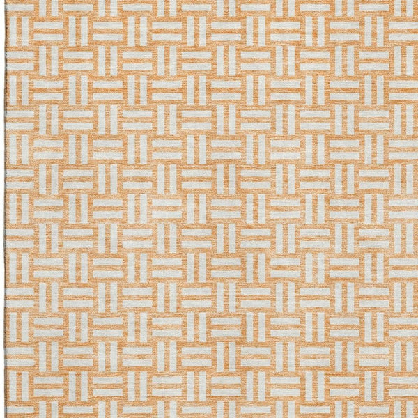 HomeRoots 5' X 8' Peach & Ivory Abstract Geometric Area Rug – Washable, UV-Protected, Kid & Pet Friendly! 673557