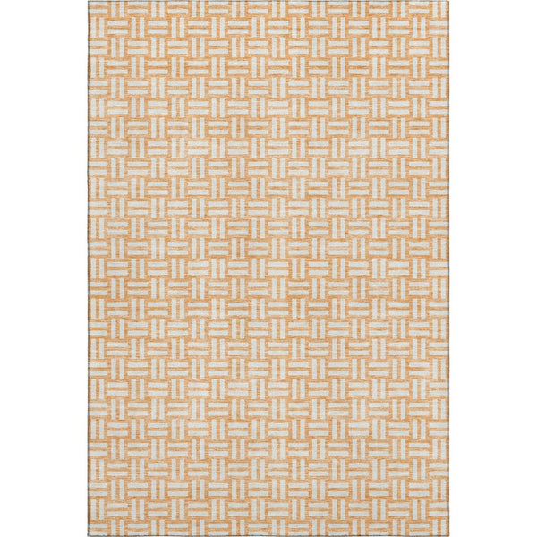 HomeRoots 8' X 10' Peach and Ivory Abstract Geometric Area Rug – Washable, UV-Protected, Perfect for High-Traffic Spaces 673559
