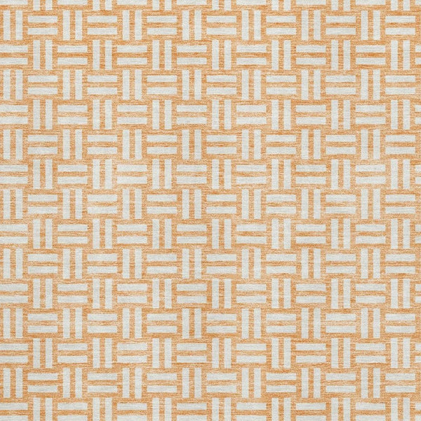 HomeRoots 8' X 10' Peach and Ivory Abstract Geometric Area Rug – Washable, UV-Protected, Perfect for High-Traffic Spaces 673559