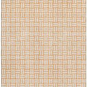 HomeRoots 8' X 10' Peach and Ivory Abstract Geometric Area Rug – Washable, UV-Protected, Perfect for High-Traffic Spaces 673559