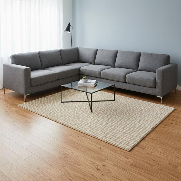 HomeRoots 9' X 12' Peach & Ivory Abstract Geometric Area Rug – Washable, UV Protected, Perfect for Busy Homes! 673560