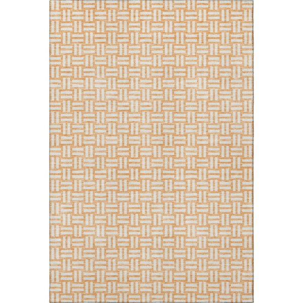 HomeRoots 9' X 12' Peach & Ivory Abstract Geometric Area Rug – Washable, UV Protected, Perfect for Busy Homes! 673560